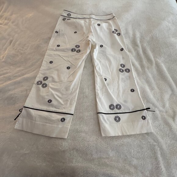 Ann Trinity White Cotton Blend Embroidered Capri Size 16 - Picture 10 of 13